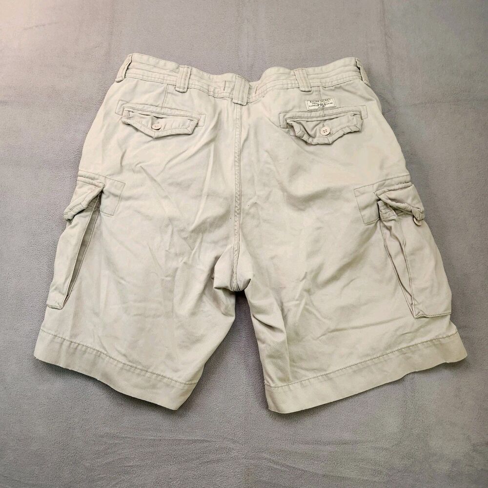 VTG Polo Ralph Lauren Cargo Shorts Men's 40 Beige Tan Stone 90's Y2K Baggy 10" - Picture 3 of 6